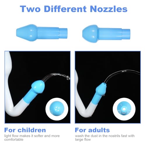 Thumbnail 3 de URAQT Lavado Nasal Adulto: Irrigador de 240 ml con 2 boquillas, Neti Pot con sal y termómetro pegatina