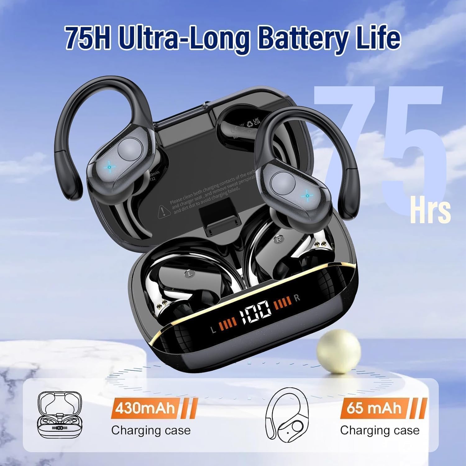 Detalle 2 de Qecnato sports earbuds with Bluetooth 5.4