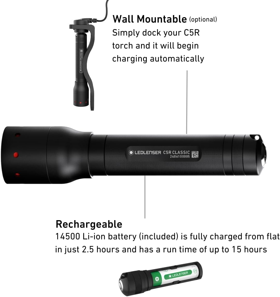 Thumbnail 2 de Ledlenser C5R Classic Rechargeable LED Torch – Compact, Versatile and Long-Lasting