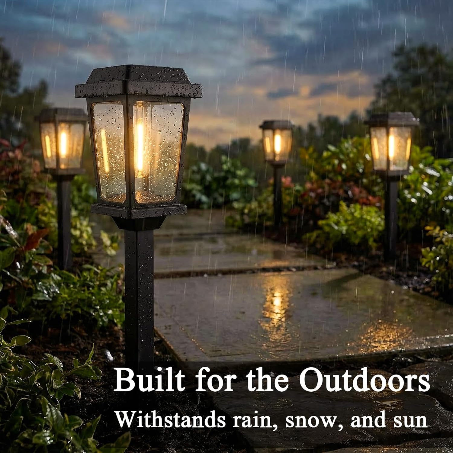 Detalle de DOESLAG 12-Pack Solar Pathway Lights, 3000K Warm White, Auto On/Off