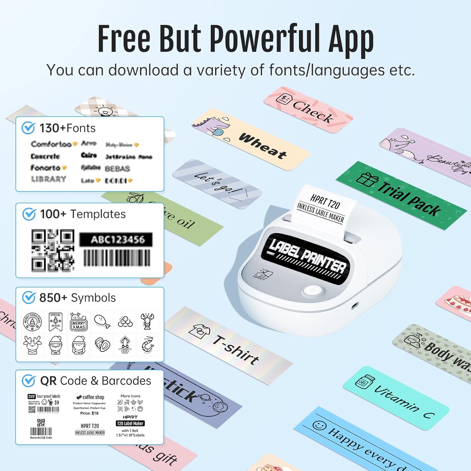 Thumbnail 2 de PRT T20 2 inch Label Maker – Bluetooth Portable Thermal Label Printer