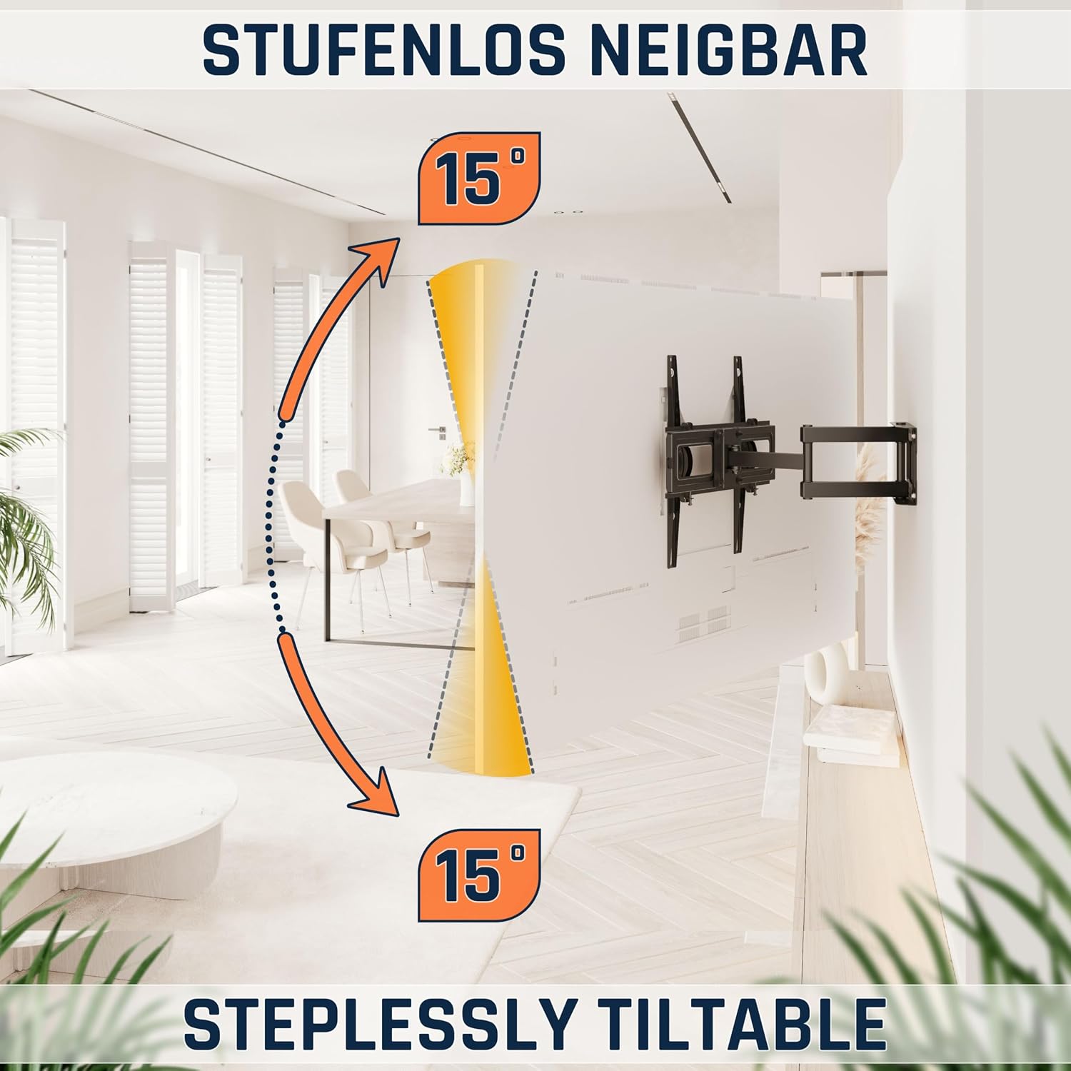 Detalle de Support mural TV RICOO S6144 – 40–65'', VESA 200x200 à 400x400, orientable et inclinable