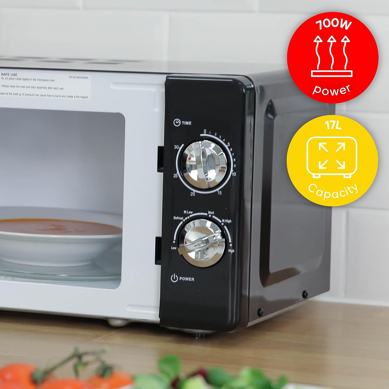 Detalle 2 de Russell Hobbs RHMM701B 17 L 700 W solo microwave with 5 power levels, defrost and timer