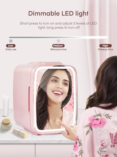 Detalle de FOHERE Mini Fridge for Bedrooms: 5L Portable Skincare Fridge and Beverage Cooler