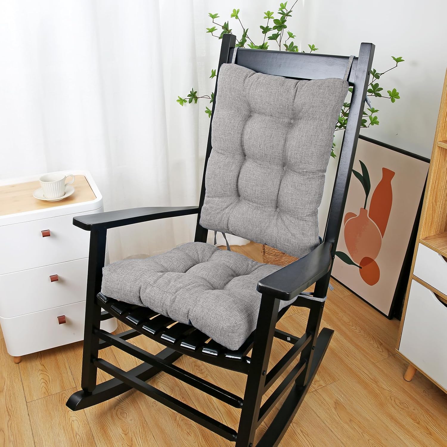 Detalle de BUYUE Rocking Chair Cushion Set, 17 x 17 x 3 Inches