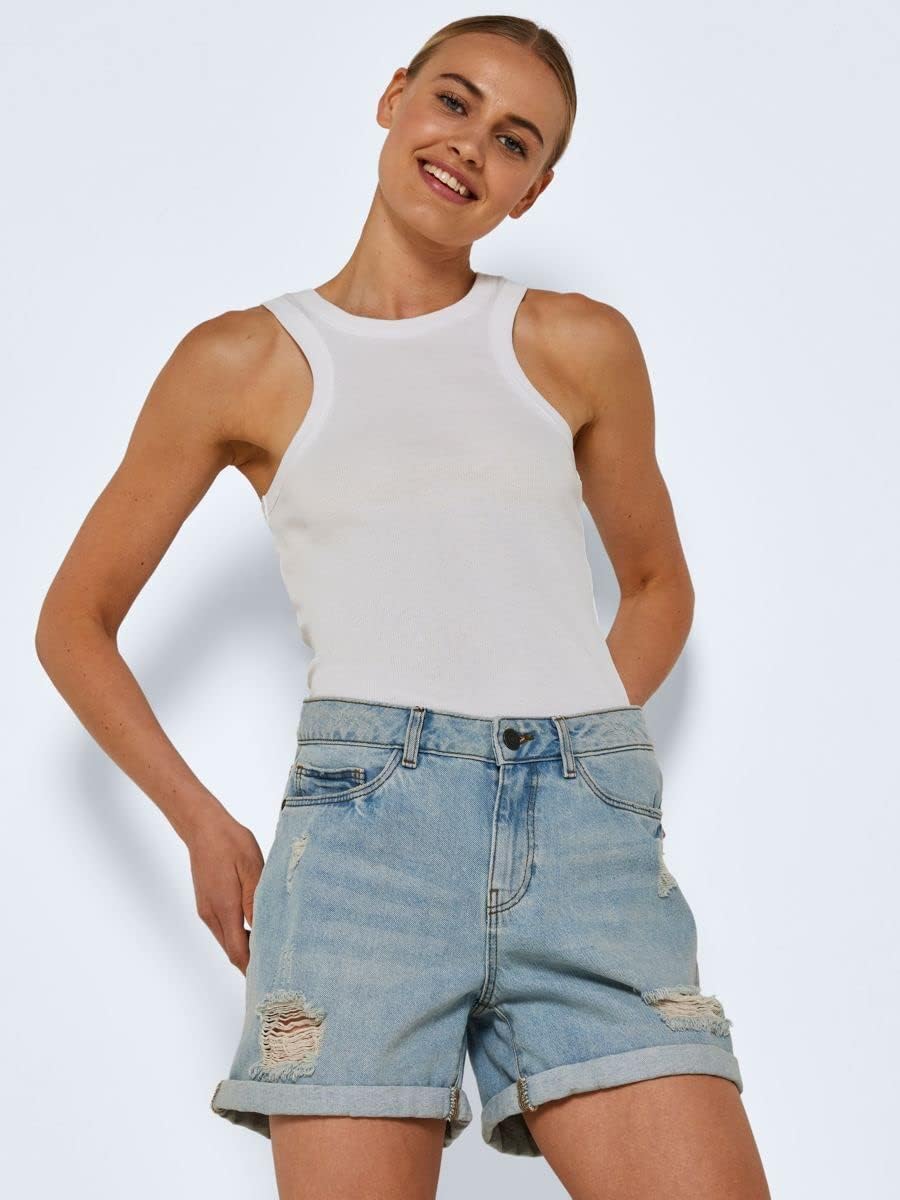 Thumbnail 1 de Noisy May Nmsmiley Nw DEST shorts in denim con dettagli distressed