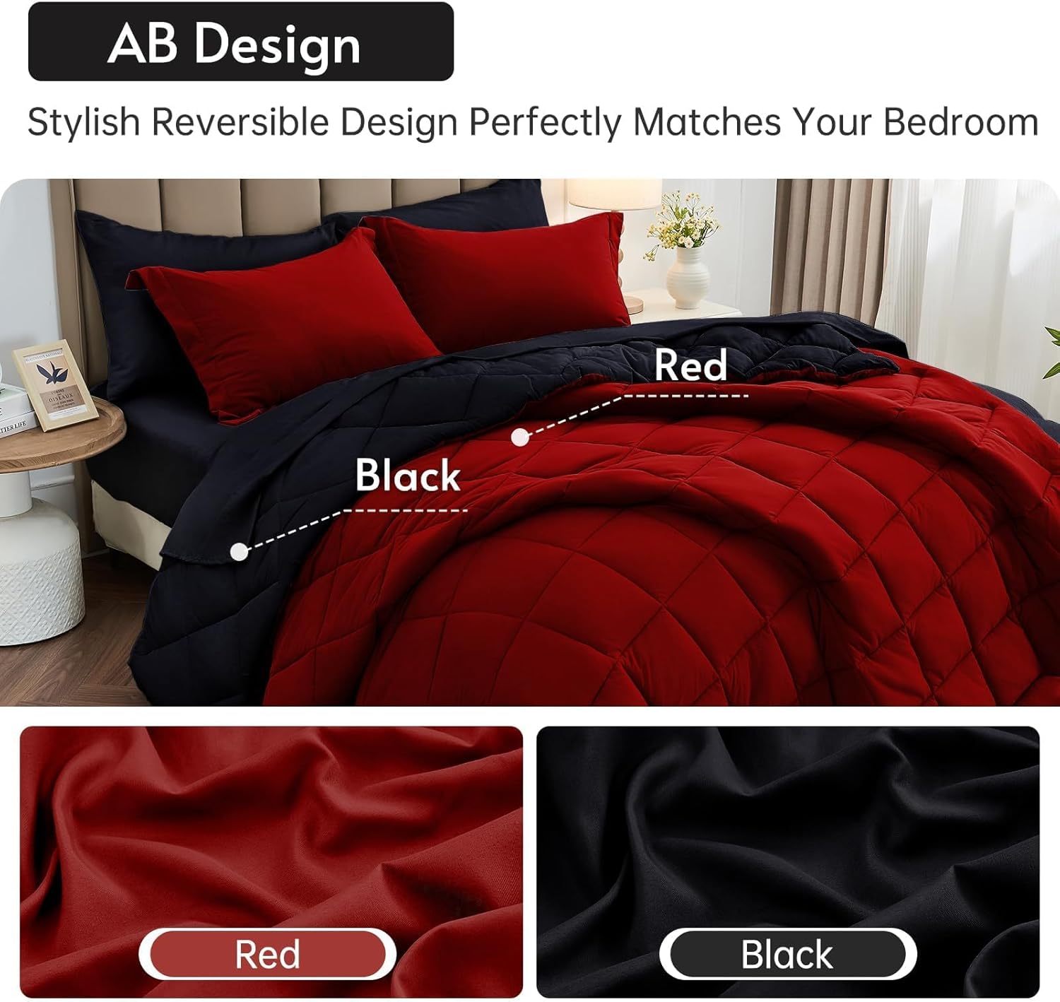 Detalle de MUXHOMO 7-Piece Queen Comforter Set, Reversible Bedding