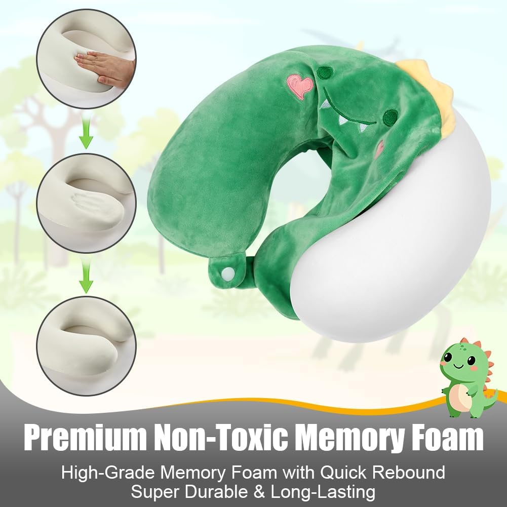 Thumbnail 4 de Alaoo Travel Pillow: Removable Memory Foam Kids U‑Shaped Neck Pillow with Eye Mask