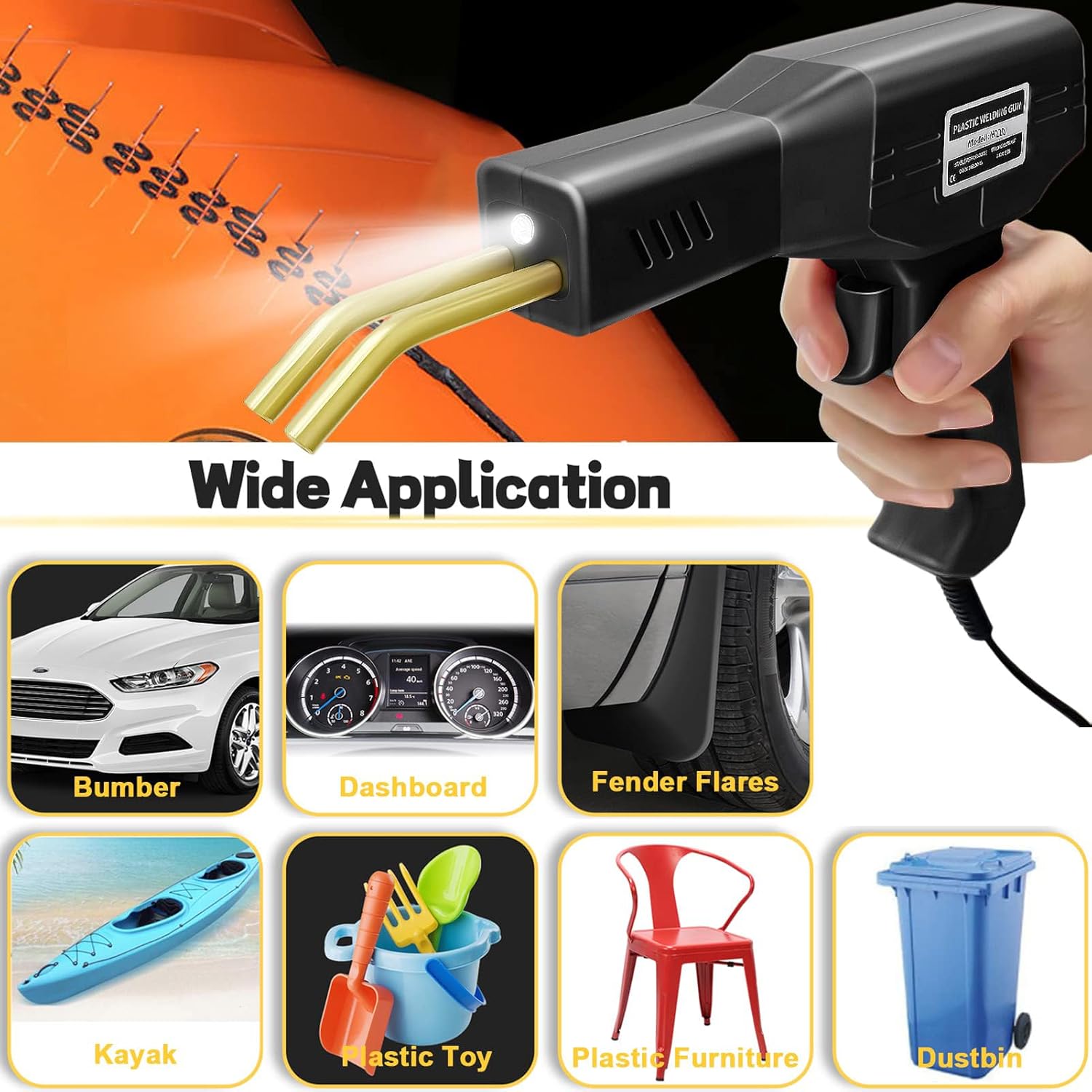 Thumbnail 6 de 220W Kunststoff Schweißgerät 2-in-1 Stoßstangen Reparatur-Set mit 800 Hot Heftern