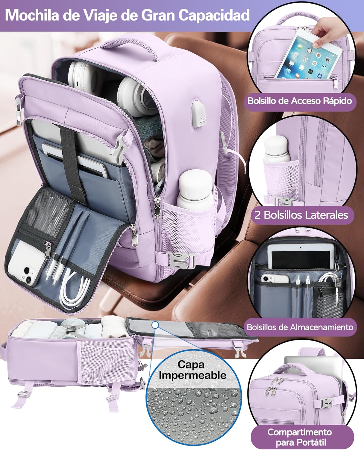 Detalle 2 de KLOSTAIN Mochila de Cabina 45x36x20 cm (30 L) para EasyJet: práctica, cómoda y versátil