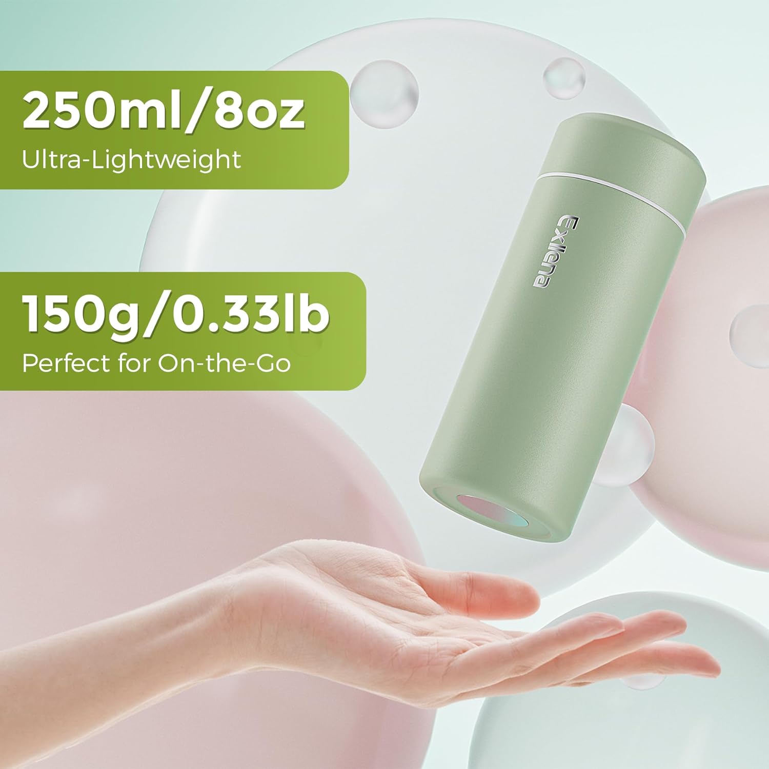 Detalle 2 de Exllena upgraded small handbag water bottle (250ml) in Sage Green