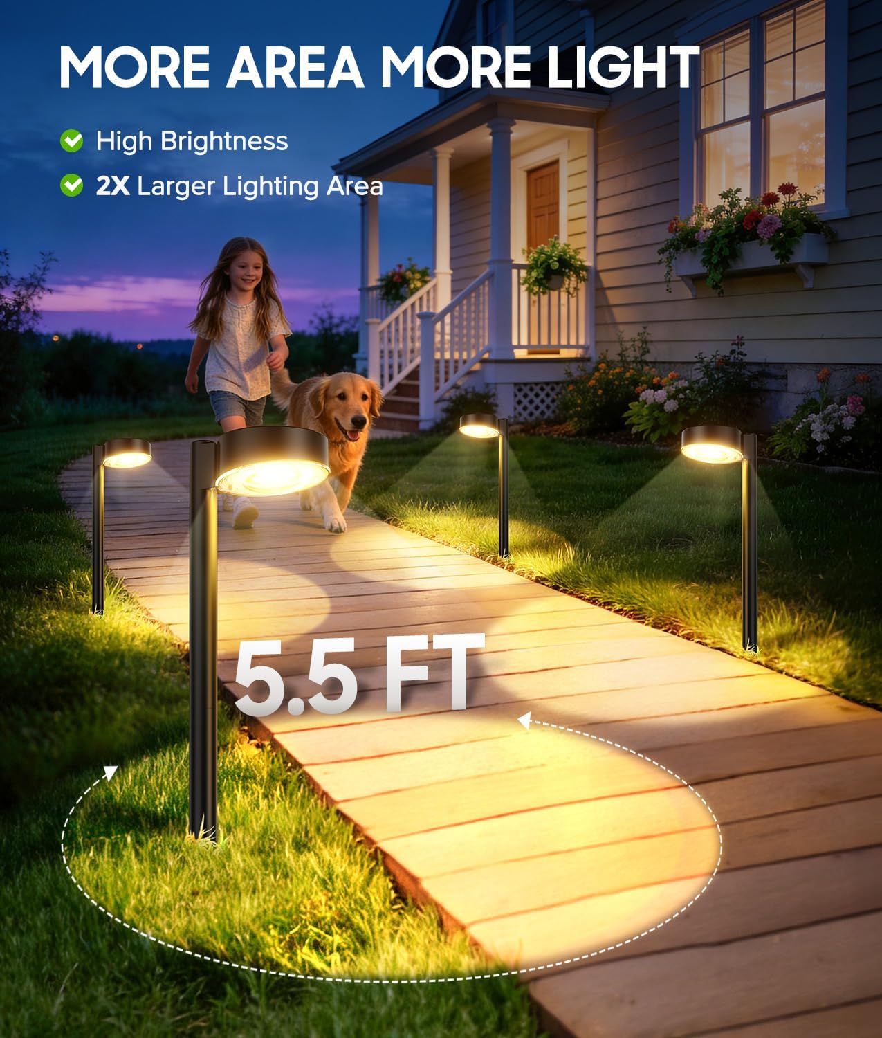 Detalle de TuyLuxe Solar Lights Outdoor Garden 4 Pack – 2X Brighter, IP65 Waterproof Pathway Lights