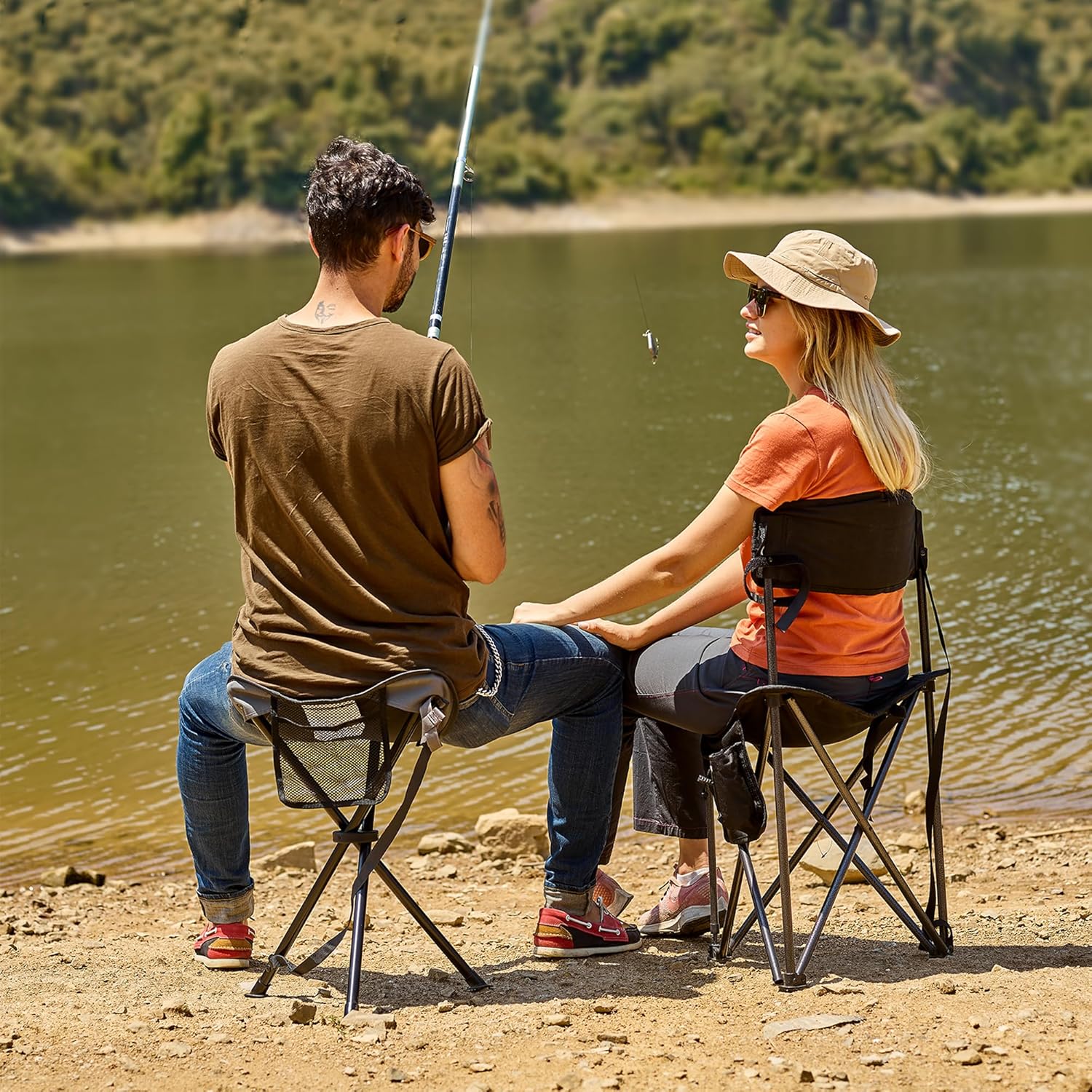 Thumbnail 4 de EVER ADVANCED Folding Stool Tripod 53 cm Lightweight Camping Chair