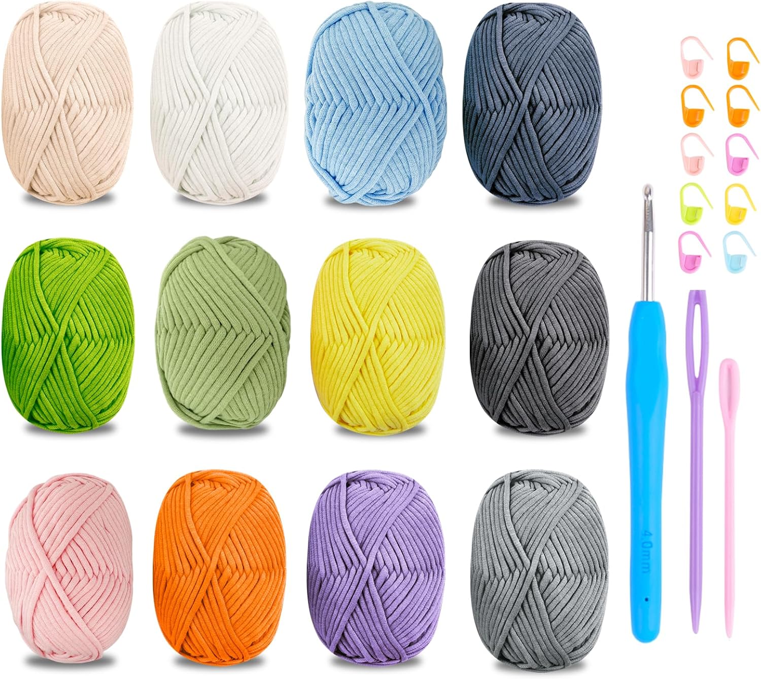 Detalle de Häkelgarn Baumwolle Chenille 12×50 g Set
