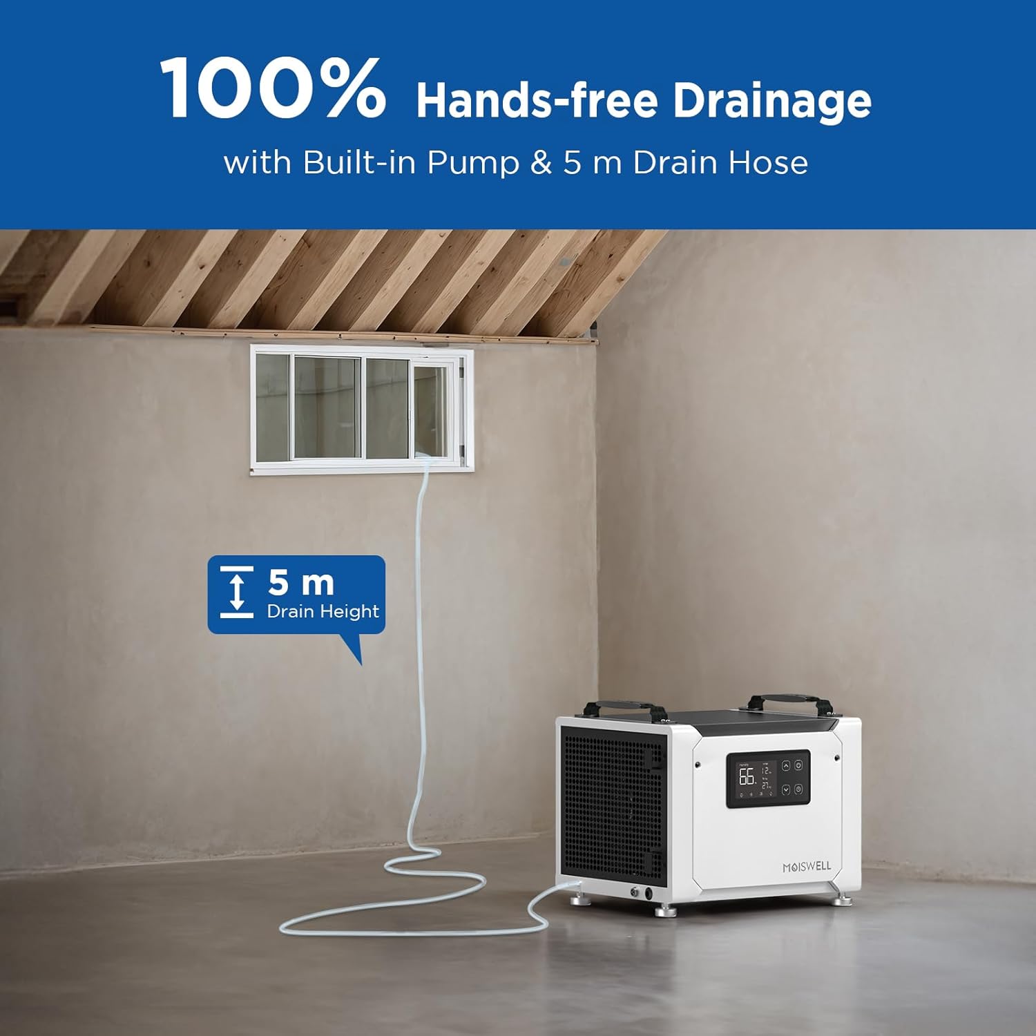 Thumbnail 2 de Moiswell 35L Commercial Dehumidifier with Pump – 35L moisture removal, continuous drain hose, low-noise operation