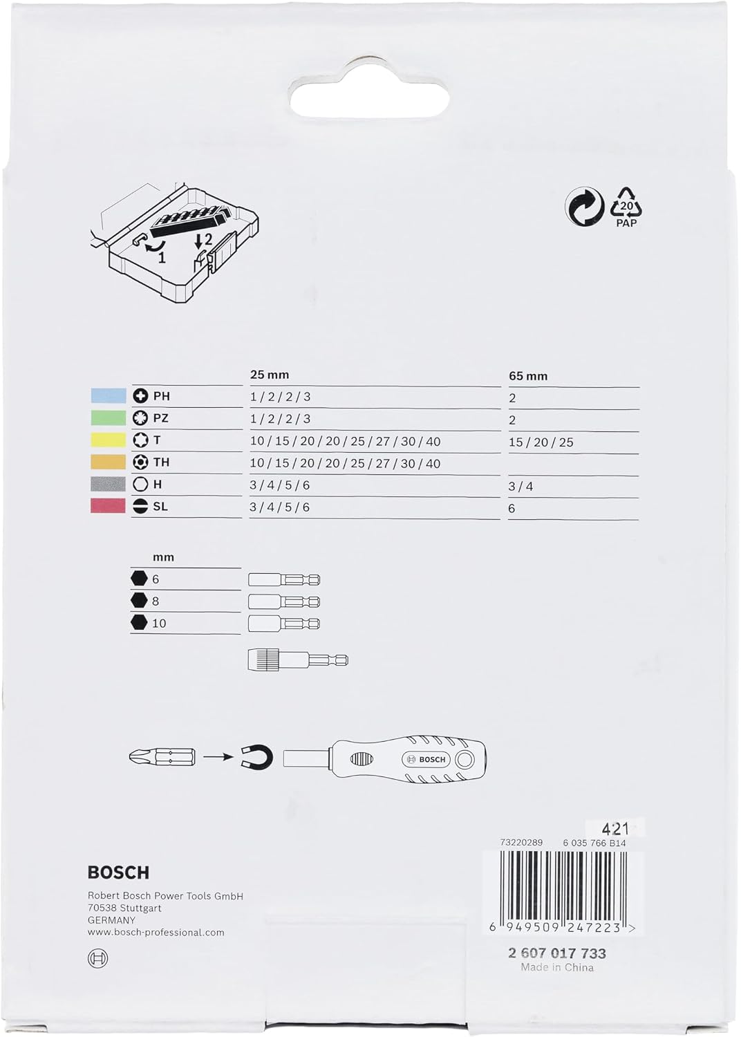 Detalle 1 de ボッシュ 2607017733 ドライバービットセット 44ピース・6.35mm六角軸