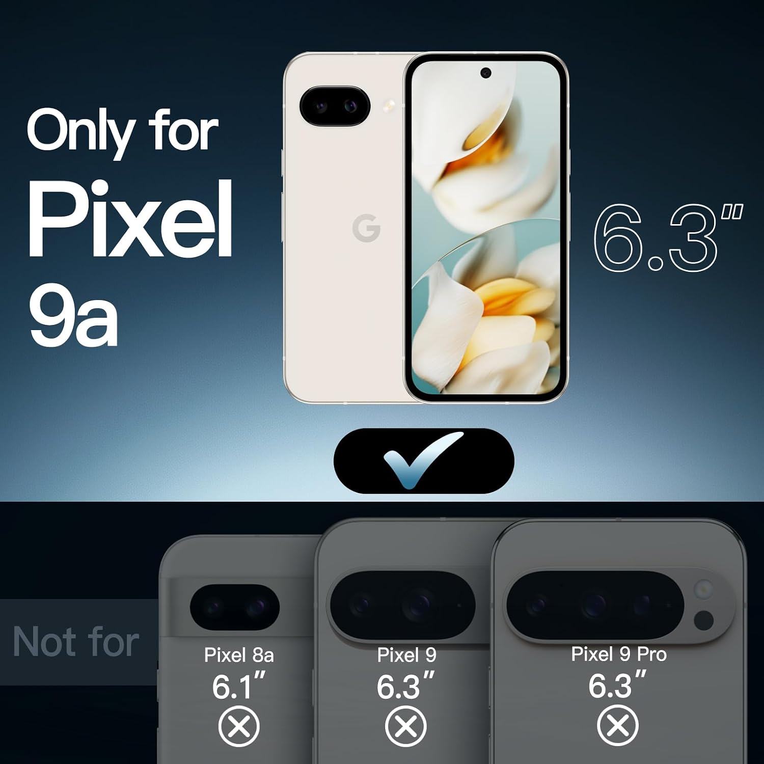Detalle de JETech transparante beschermhoes voor Google Pixel 9a met TPU-bumper en PC-achterkant