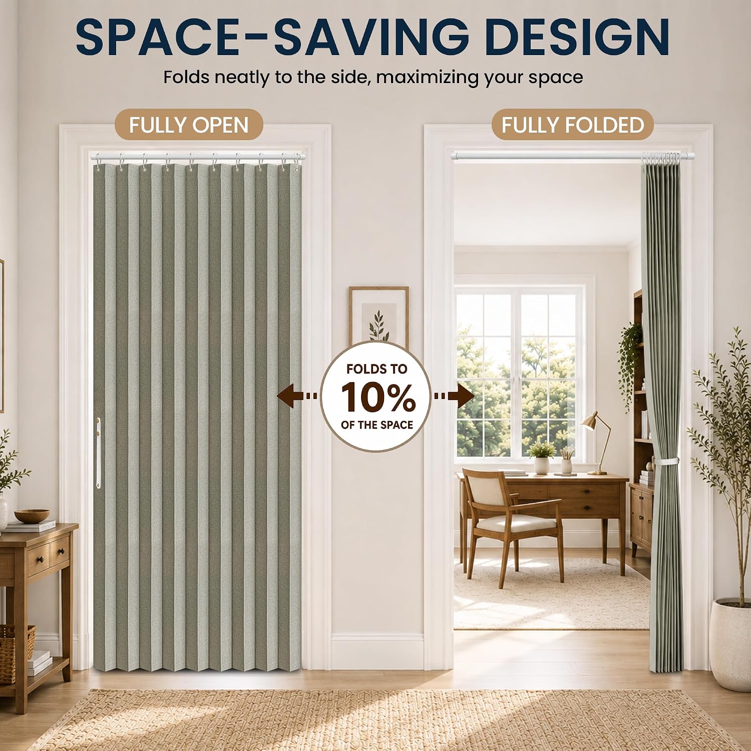 Thumbnail 4 de AJAZZ 1 Blackout Accordion Door Curtain, Grey, 42" W x 78" L