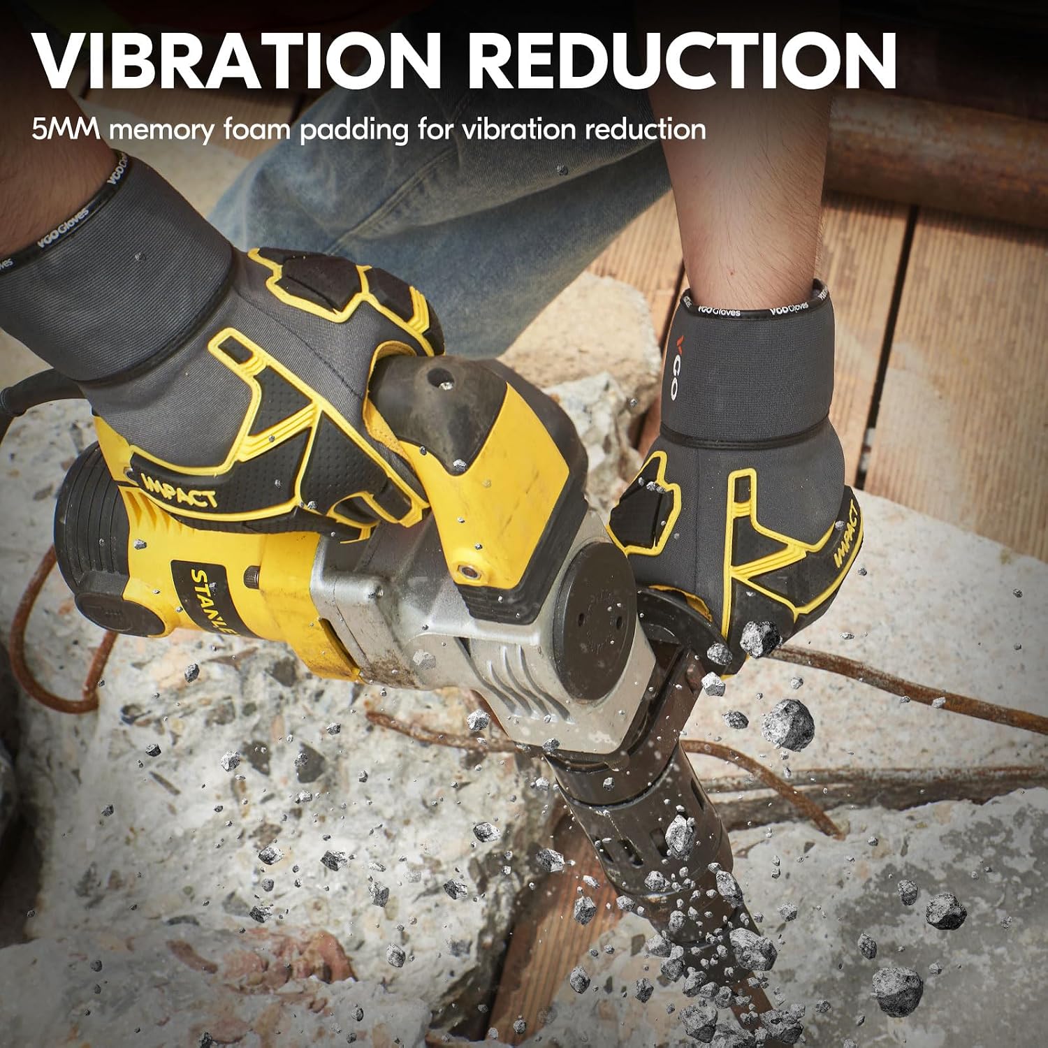 Thumbnail 4 de Vgo... Work Gloves Anti Impact Cowhide Touchscreen: Heavy-Duty Utility Gloves for Construction, Warehousing and More