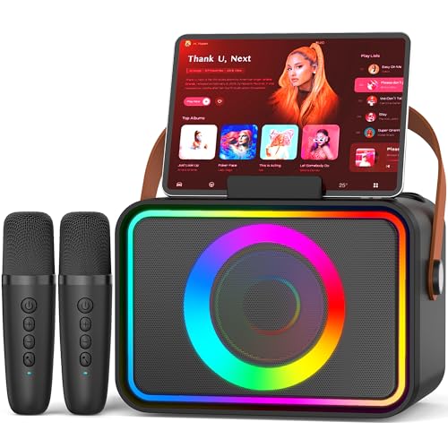 Imagen de Ultramic Karaoke Machine for Kids & Adults (Black) — Portable Bluetooth Speaker with 2 Wireless Mics and LED Lights en OfertitasTOP