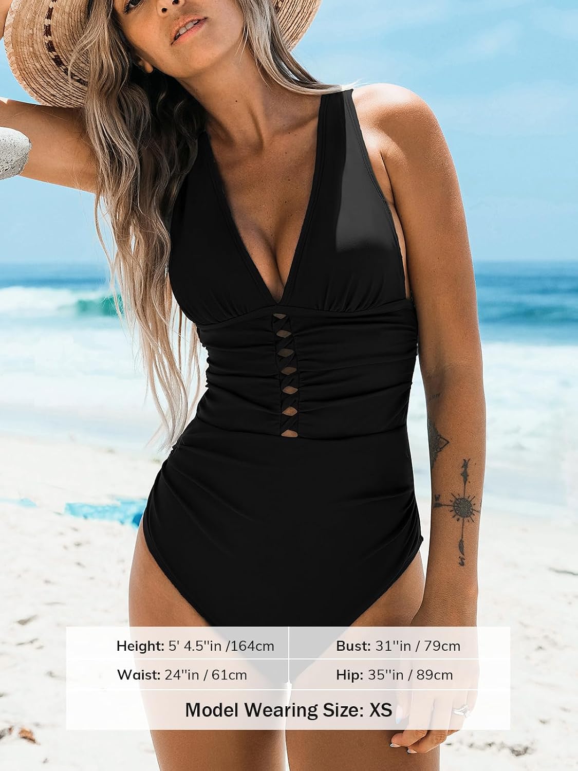 Thumbnail 3 de CUPSHE Maillot de bain une pièce froncé dos noué