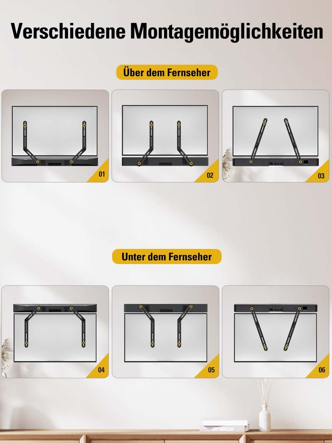 Thumbnail 4 de Mounting Dream MD5420-03 Universal Soundbar Halterung – flexible Über-/Untertv-Lösung bis 6,8 kg