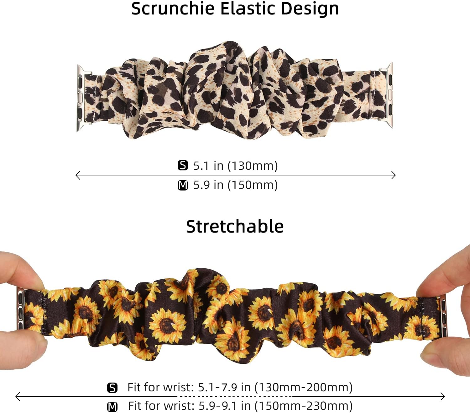 Detalle de Meideli 2 Pack Pattern Printed Fabric Wristband for Apple Watch Scrunchie Strap