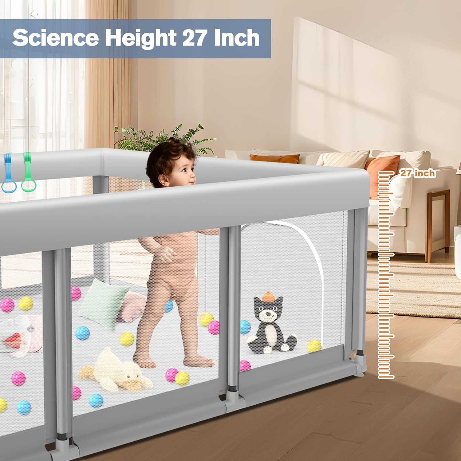 Detalle de Large Baby Playpen for Babies and Toddlers — 74×50 Inches, Indoor & Outdoor Safe Play Yard