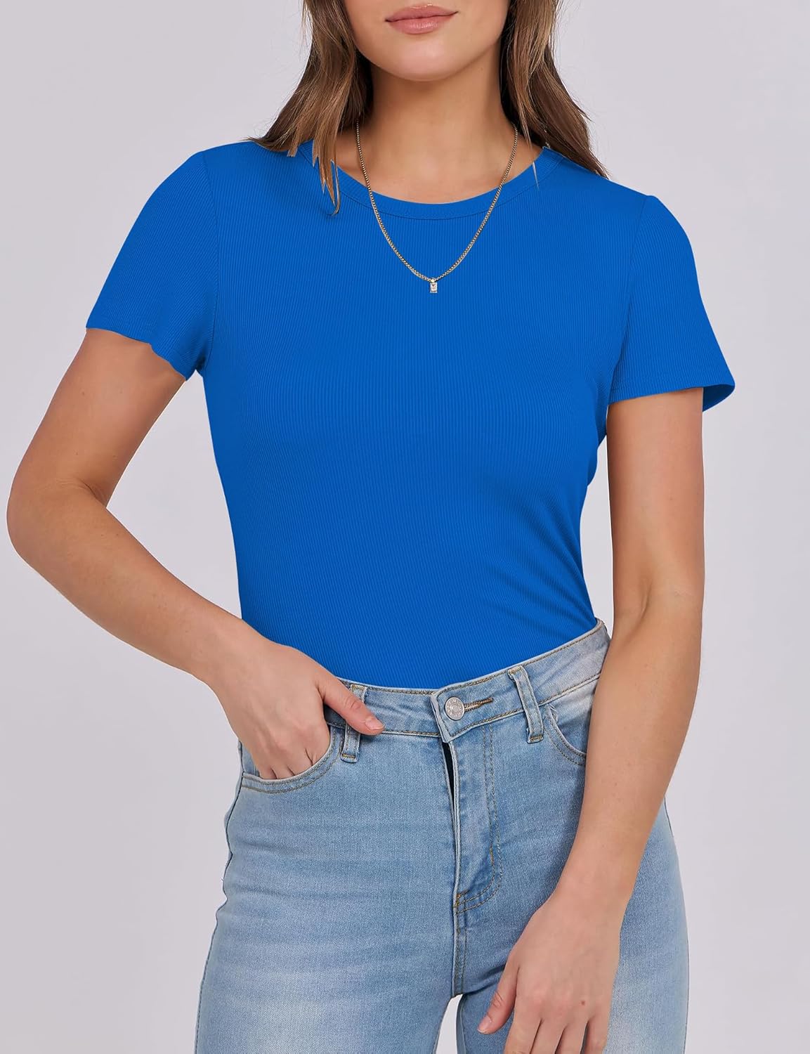 Thumbnail 4 de DUOEASE T-Shirt Damen Slim Fit Rundhals kurzarm – elegante Sommeroberteile für Outfits