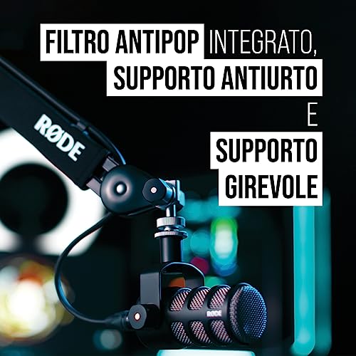 Detalle de RODE PodMic: Microfono Dinamico Broadcast Cardioide per Podcasting, Livestreaming e Voce