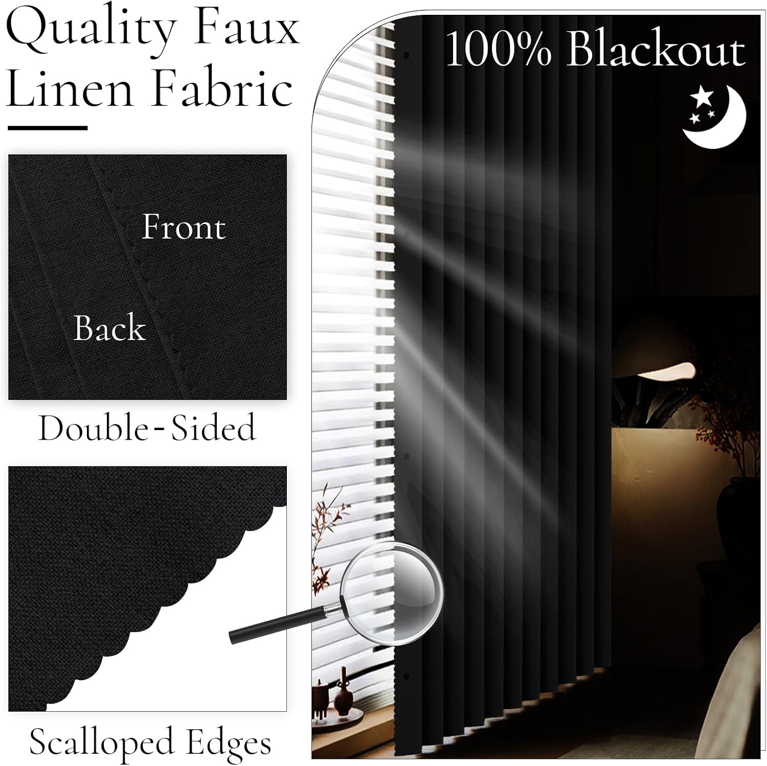 Thumbnail 3 de HMYI 100% Blackout Accordion Style Door Curtain for Doorways (W45 x L80) in Black