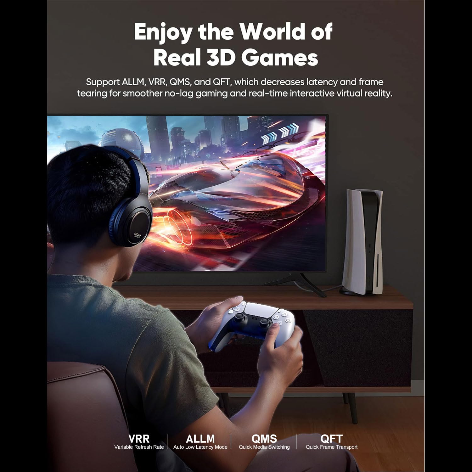 Thumbnail 3 de Angusplay HDMI 2.2 16K cable (1m, 96Gbps) – HDCP 2.3, HDR10 & 8K/120Hz for PS5, Xbox Series X|S