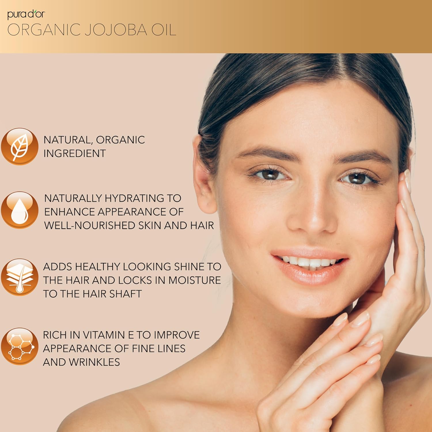 Thumbnail 1 de PURA D'OR Organic Jojoba Oil (16.9 Oz, Glass Bottle) — Pure Carrier Oil for Skin, Hair & Nails