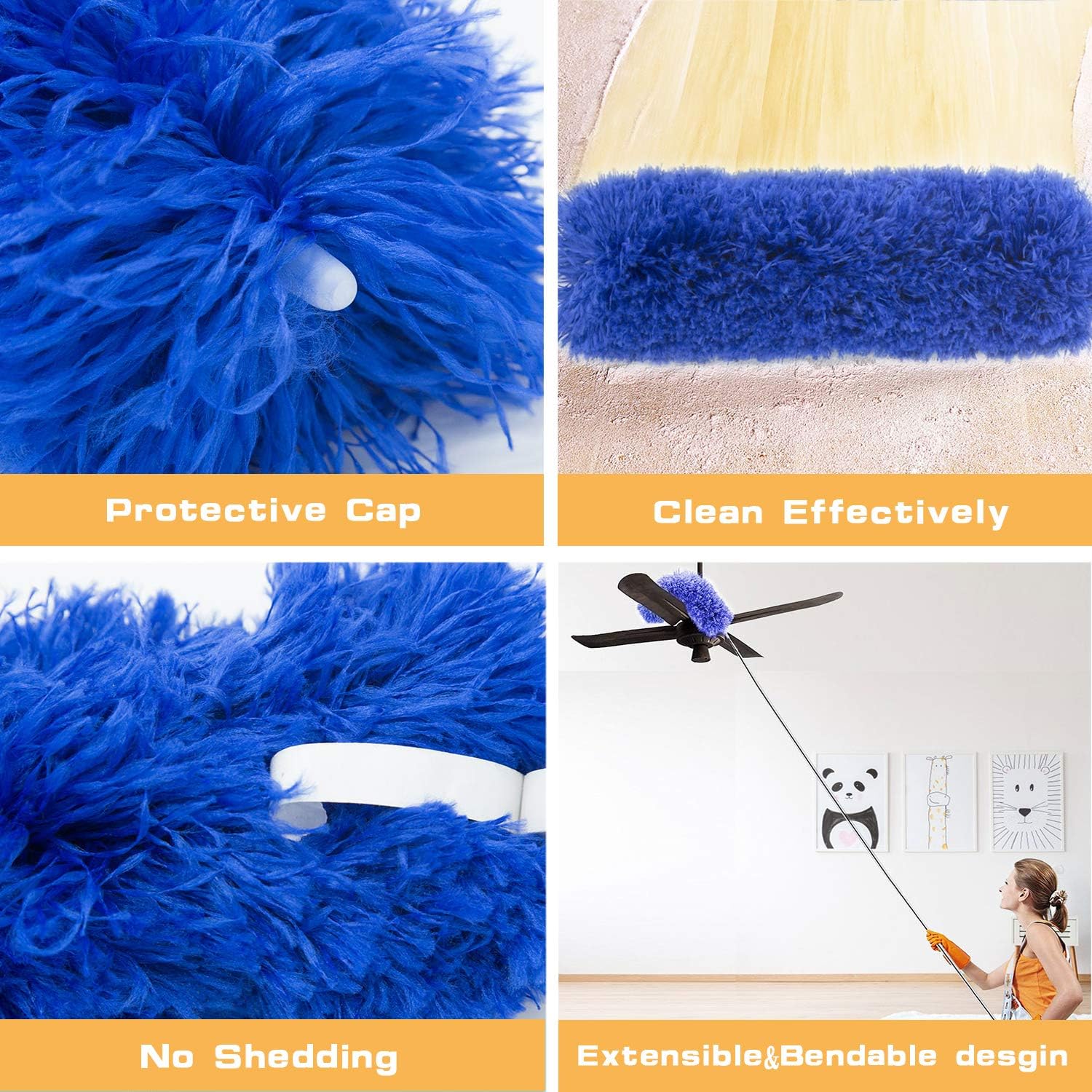 Thumbnail 2 de Microfiber Duster cleaning kit with telescoping extension pole (30–81 inch) – reusable bendable dusters for ceilings, fans and cobwebs