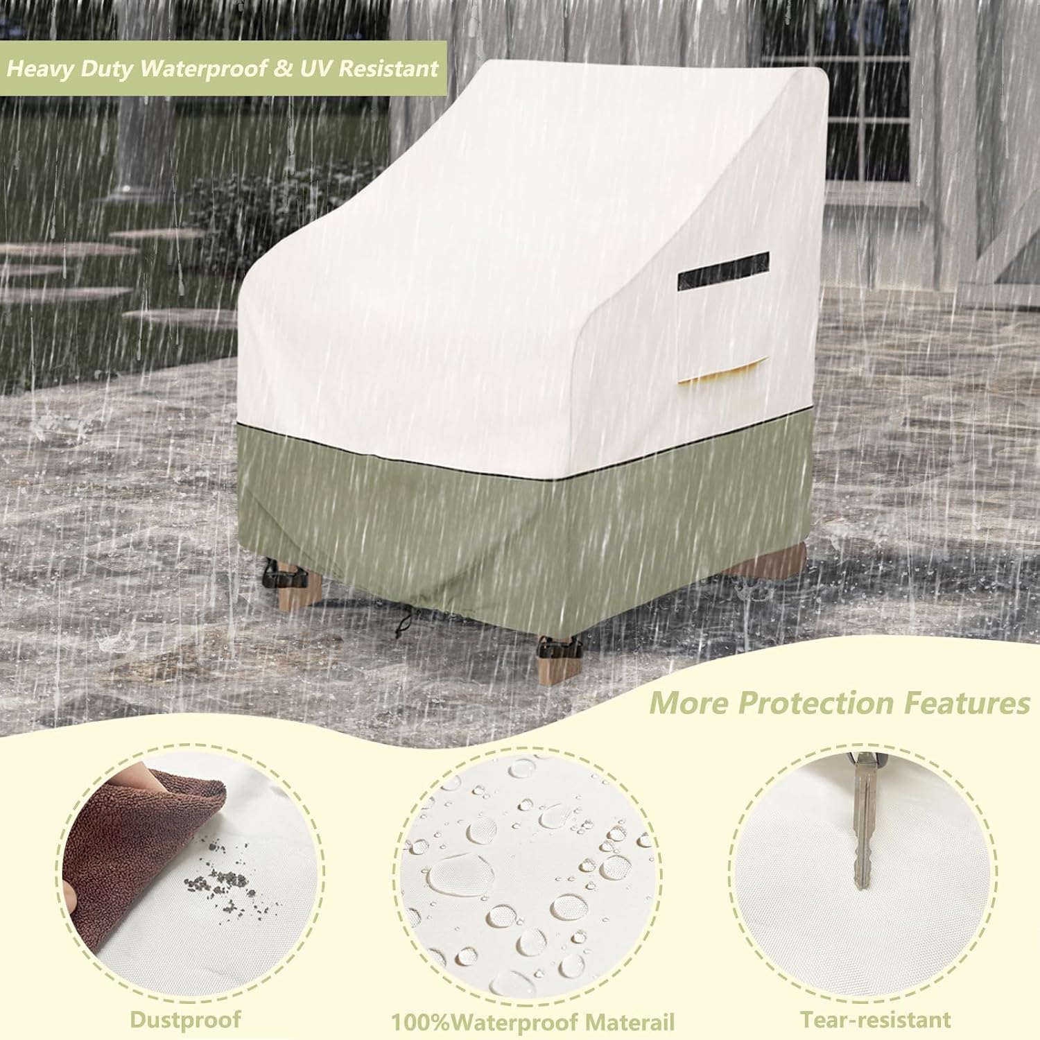 Thumbnail 5 de Owlcover Adirondack Chair Cover, 600D Waterproof, 30 x 34 x 36 Inches, Beige