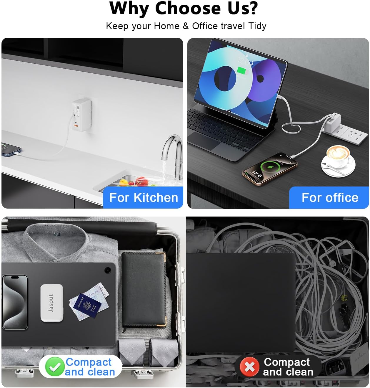 Thumbnail 3 de Jasput 4-in-1 Retractable Wall Charger (Dual Cables, 40W) with Dual USB Ports