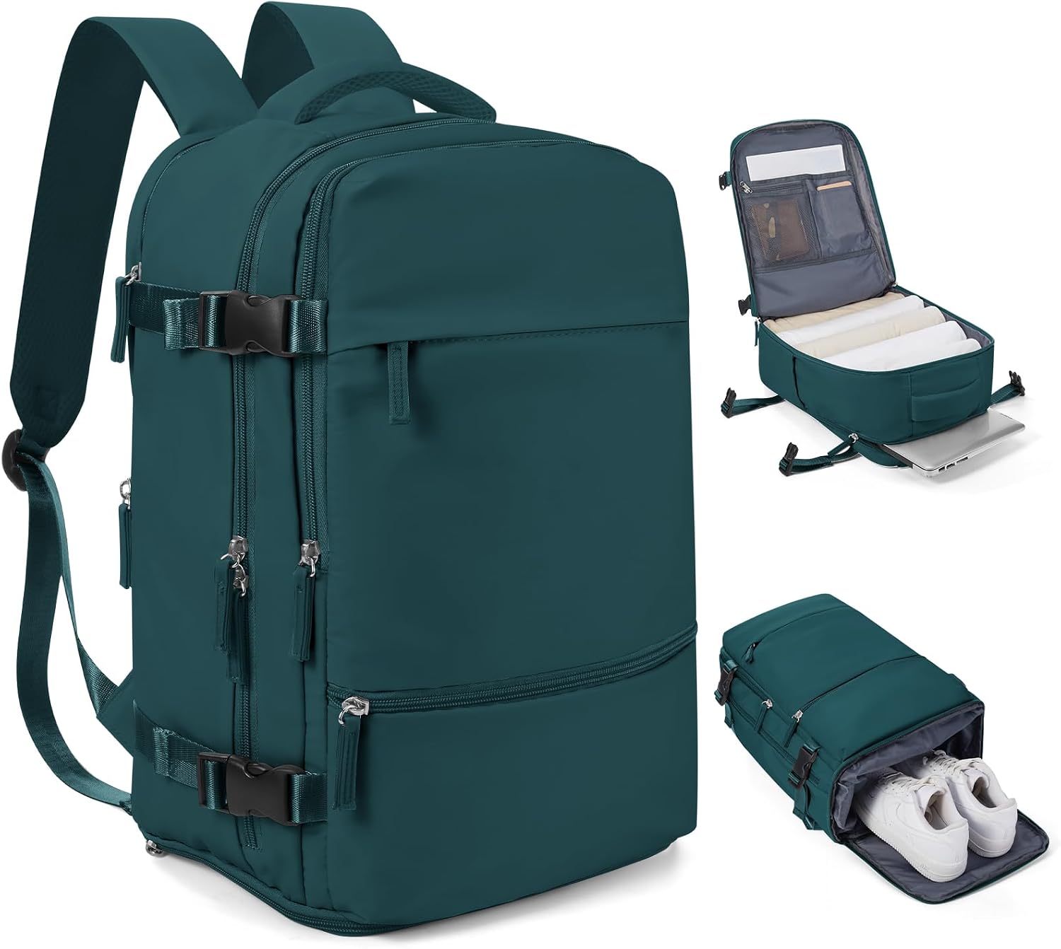 Detalle de SEAFEW Borsa da Cabina per Ryanair 40x30x20 cm – Zaino impermeabile multiuso con scomparti per laptop 14" (G3-blu pavone, chiaro)