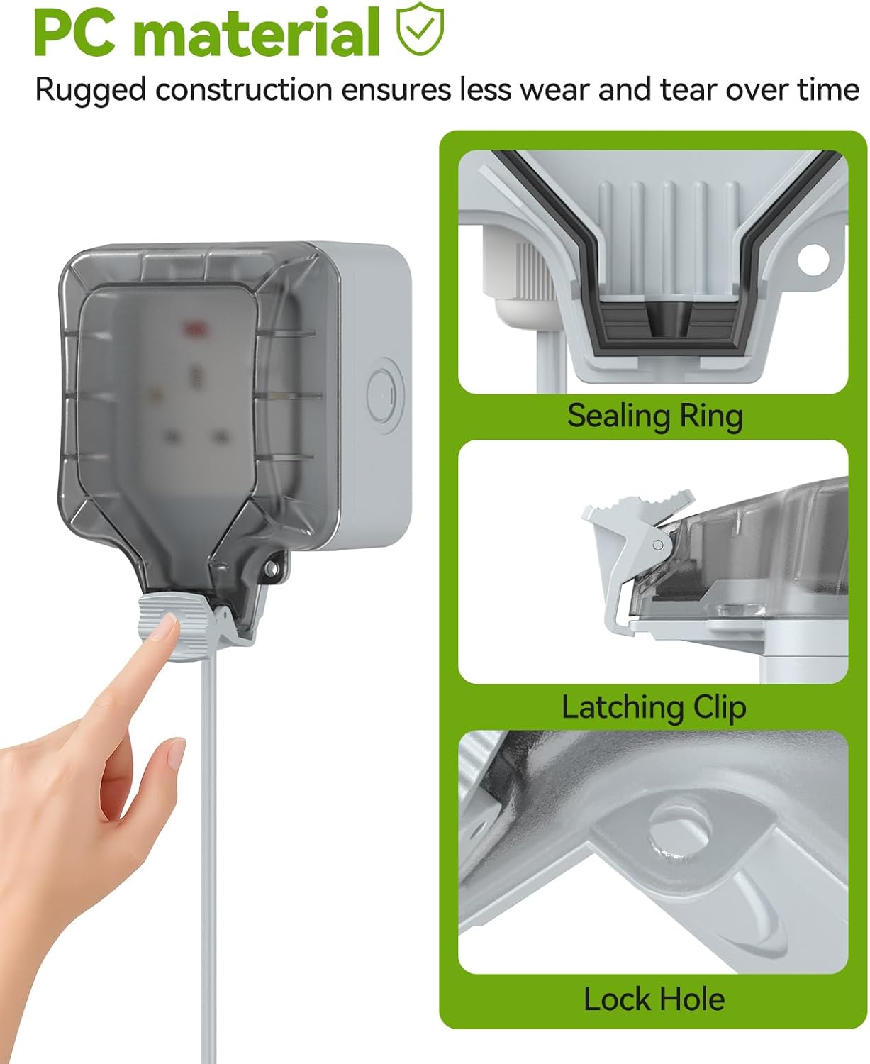 Thumbnail 4 de Outdoor Extension Lead Waterproof 5m (16ft) with IP66 Weatherproof Switched Socket, 13A/3250W