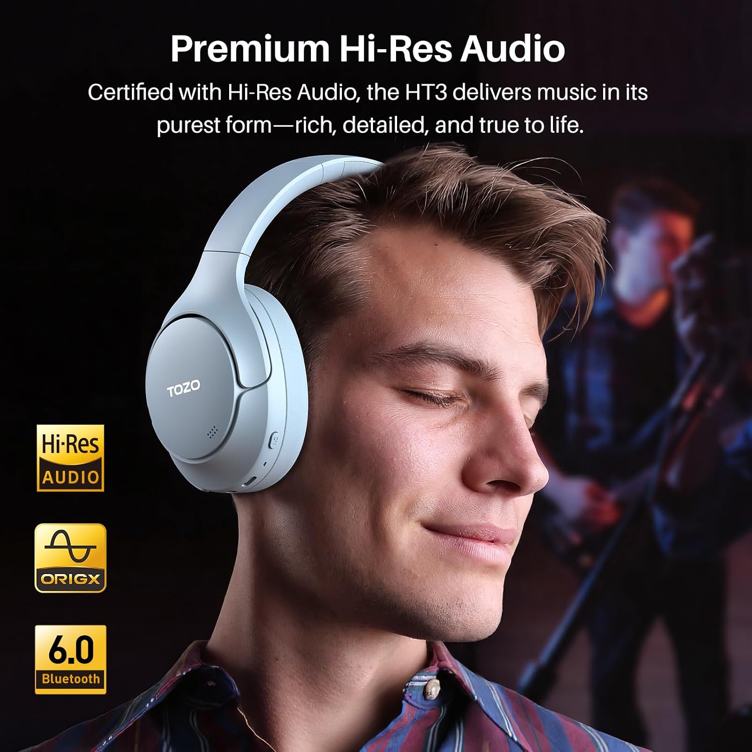 Thumbnail 5 de TOZO HT3 Bluetooth Headphones with Active Noise Cancelling and 90-Hour Battery