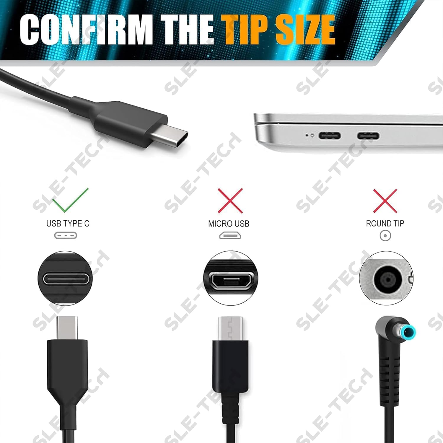 Detalle 2 de SLE-TECH USB-C Chromebook charger 45W
