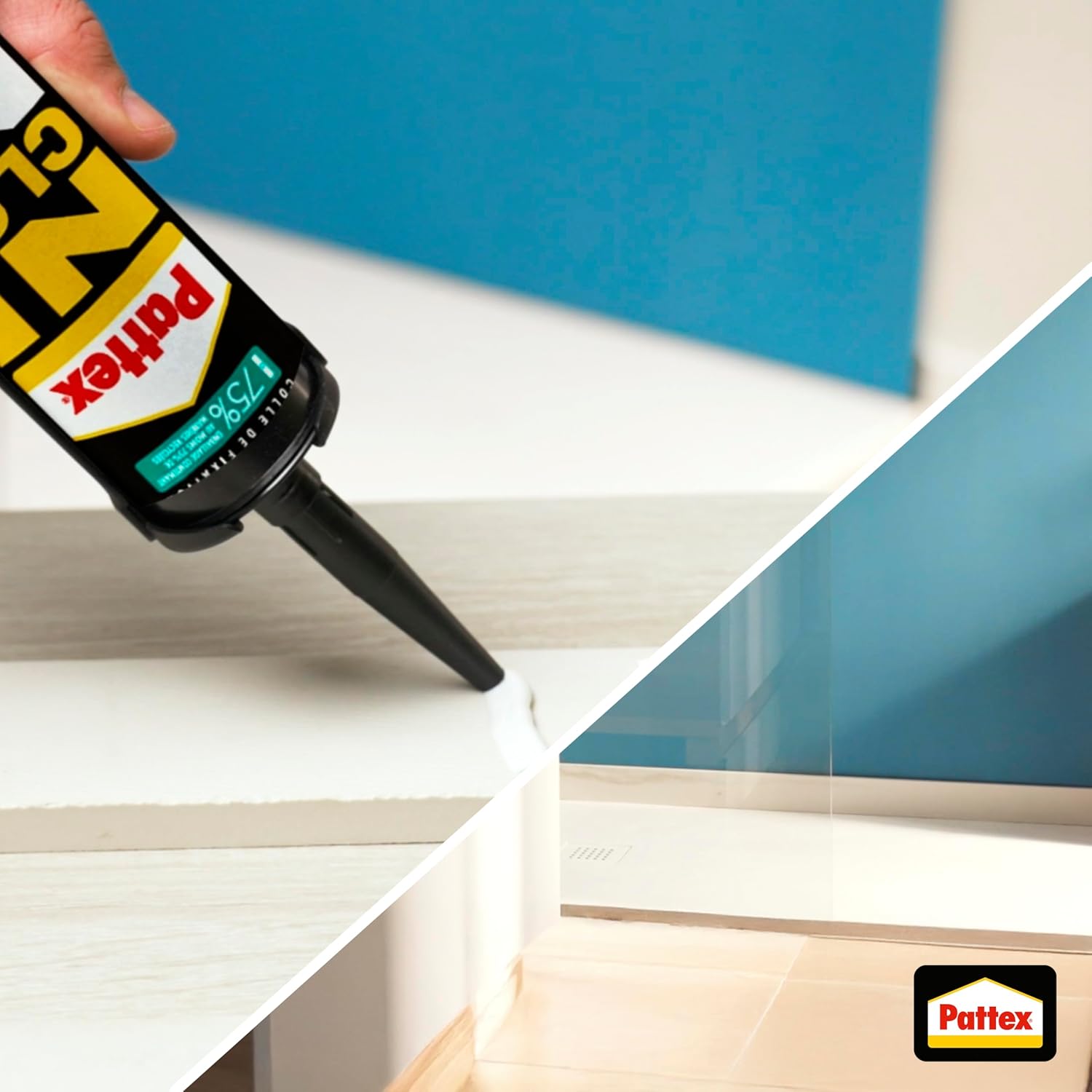 Thumbnail 5 de Pattex Colle Ni Clou Ni Vis Résiste à l'Eau (450 g) – Colle de fixation universelle et mastic blanc
