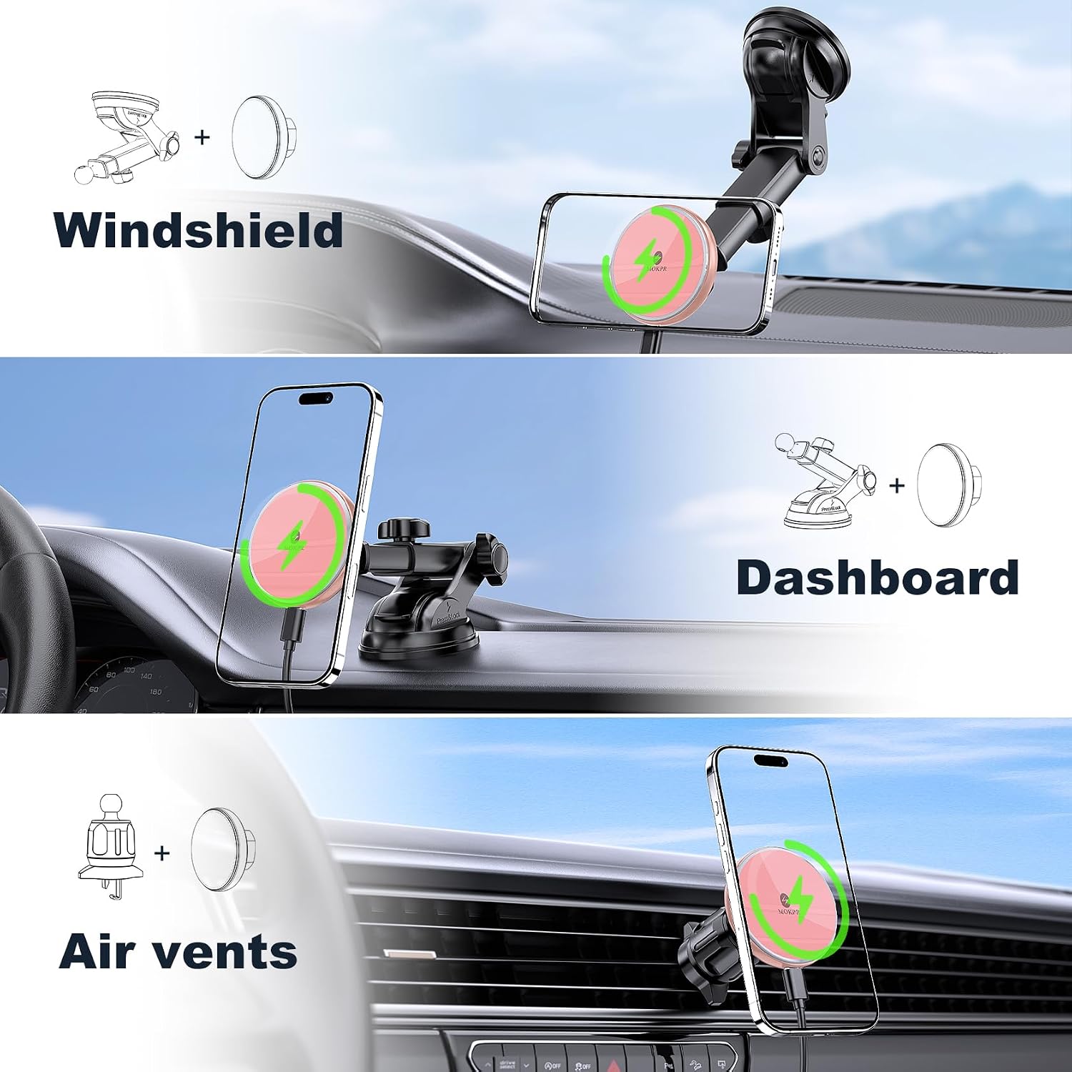 Detalle de MOKPR Magnetic Wireless Car Charger