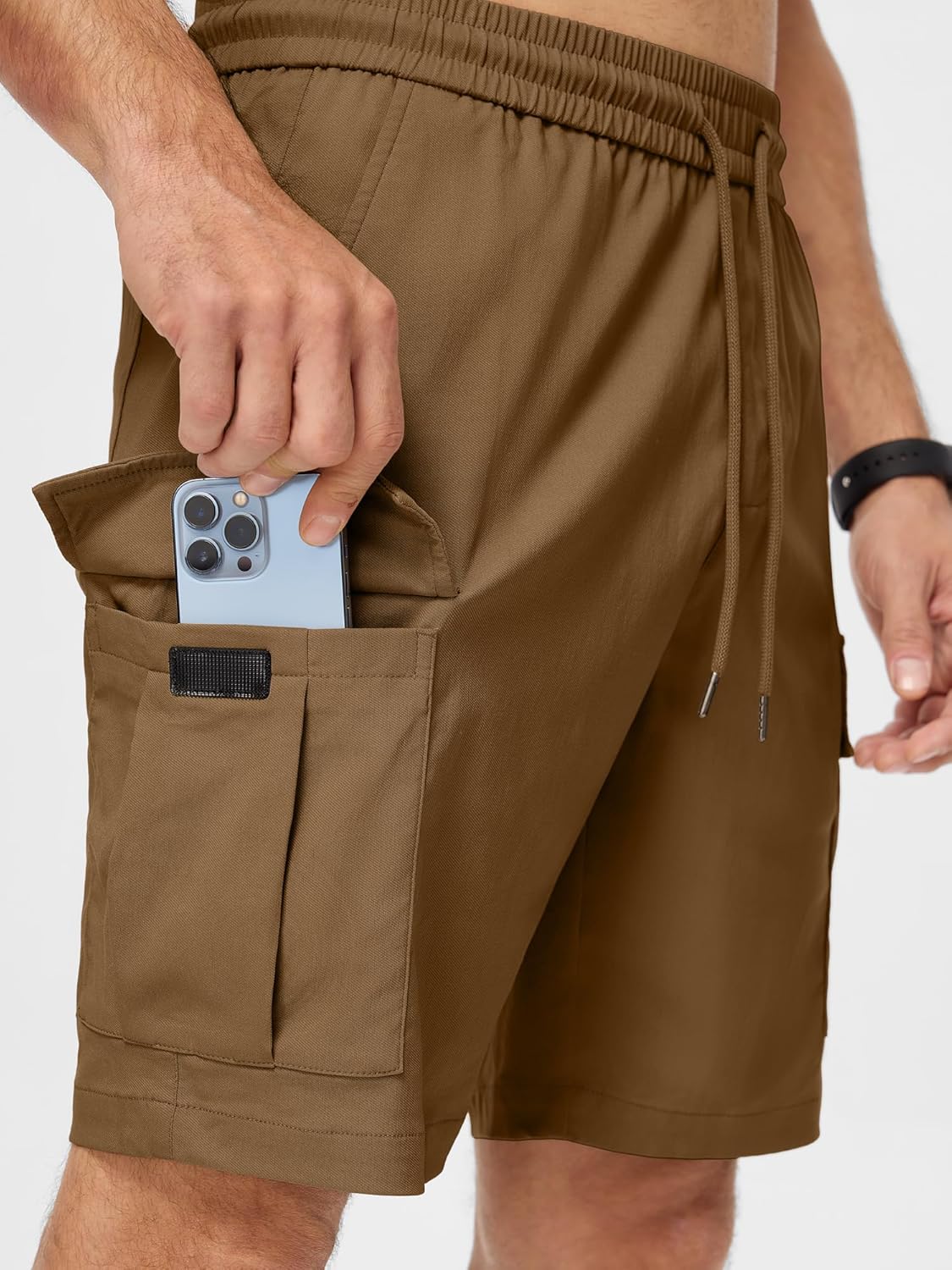 Detalle de JMIERR Kurze Hosen Shorts Cargo Shorts Herren – elastischer Bund, 5 Taschen, vielseitig einsetzbar