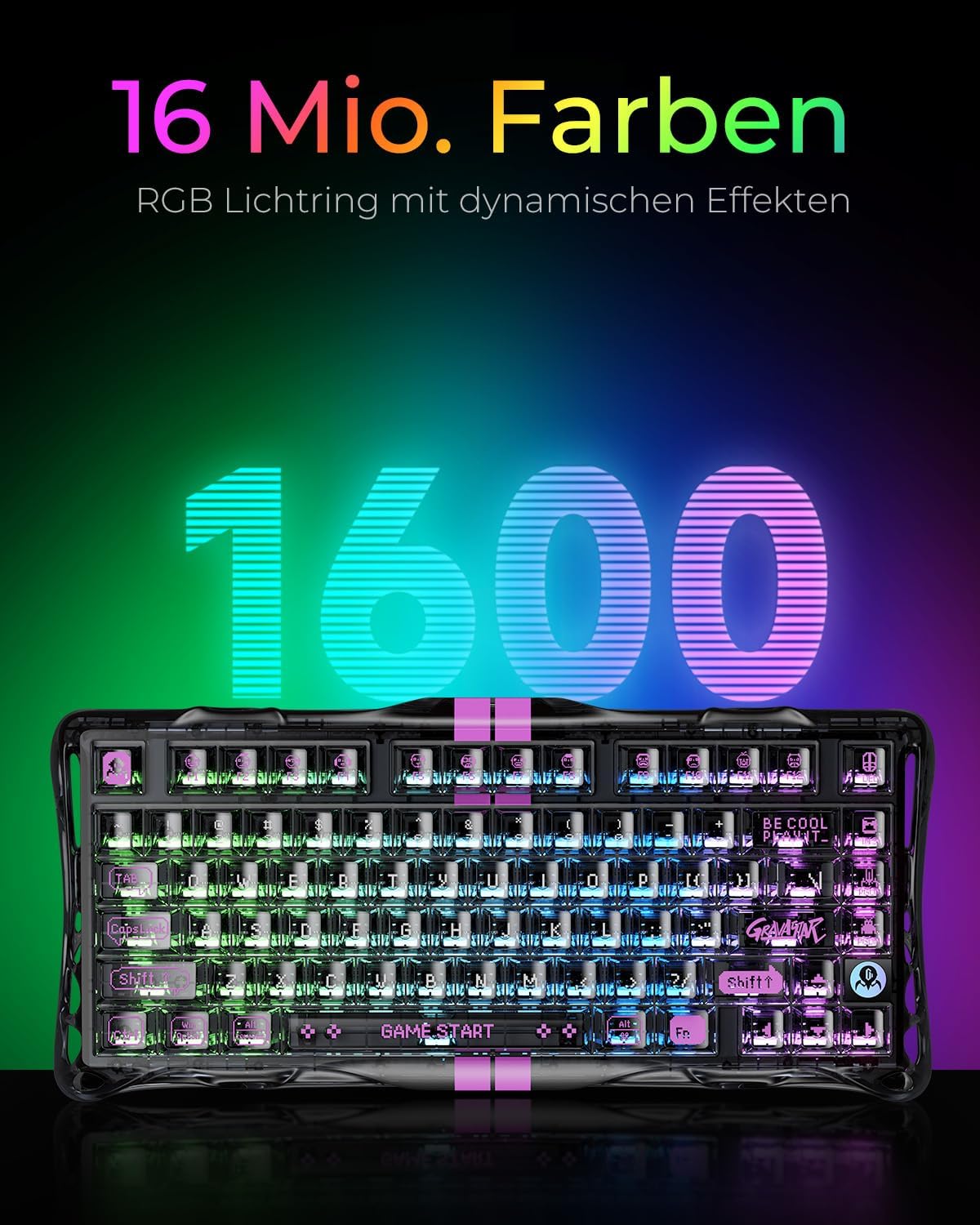 Detalle de GravaStar V75 Lite Hall-Effekt Tastatur – 75% Layout, schnelle Reaktion, Hot Swappable