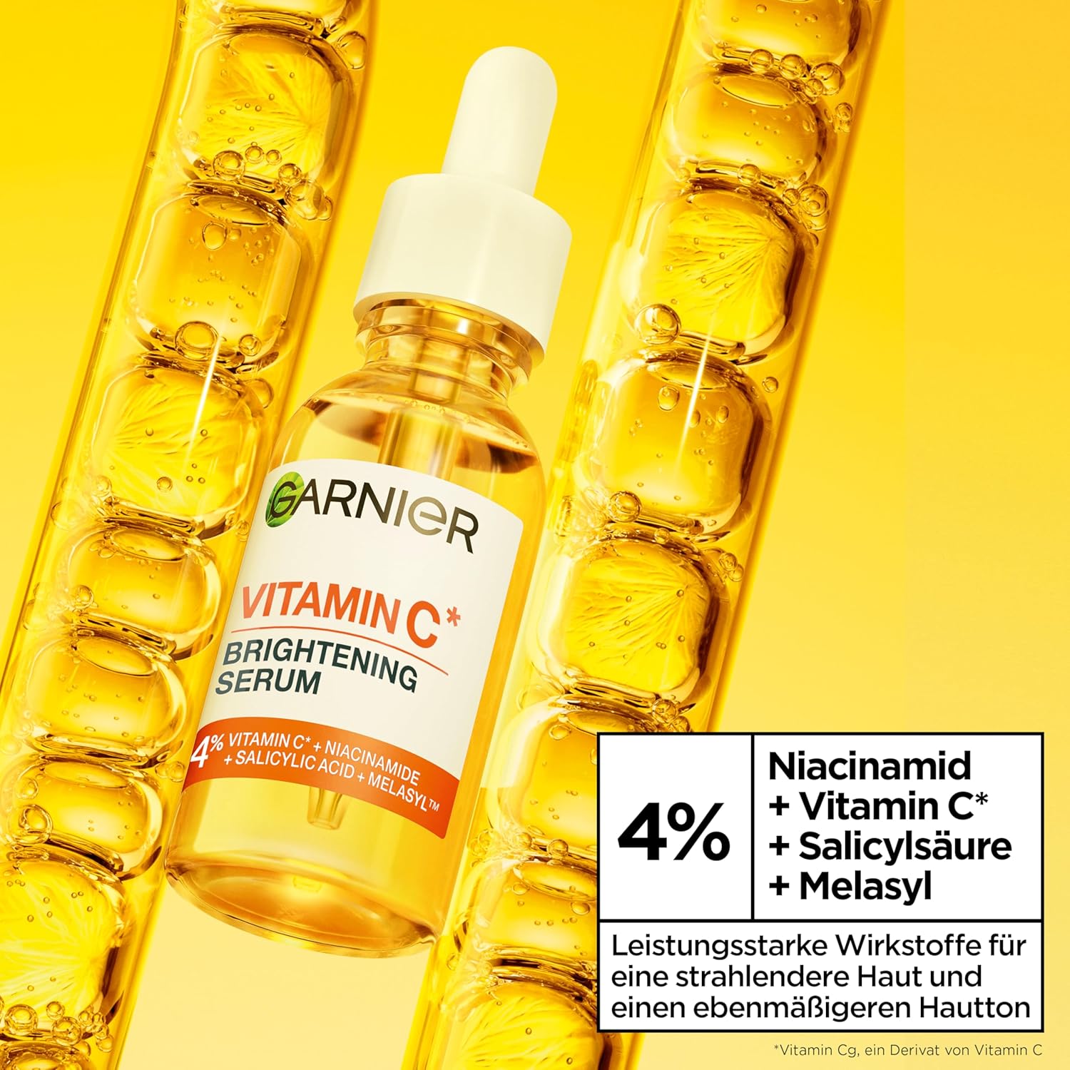 Detalle de Garnier Vitamin C Serum gegen Pigmentflecken – Glow Booster mit 4% Vitamin C (30 ml)