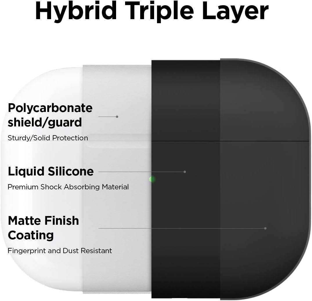 Thumbnail 1 de elago Étui Liquide Hybride pour AirPods Pro (noir) – coque triple couche avec silicone, finition mate et LED visible