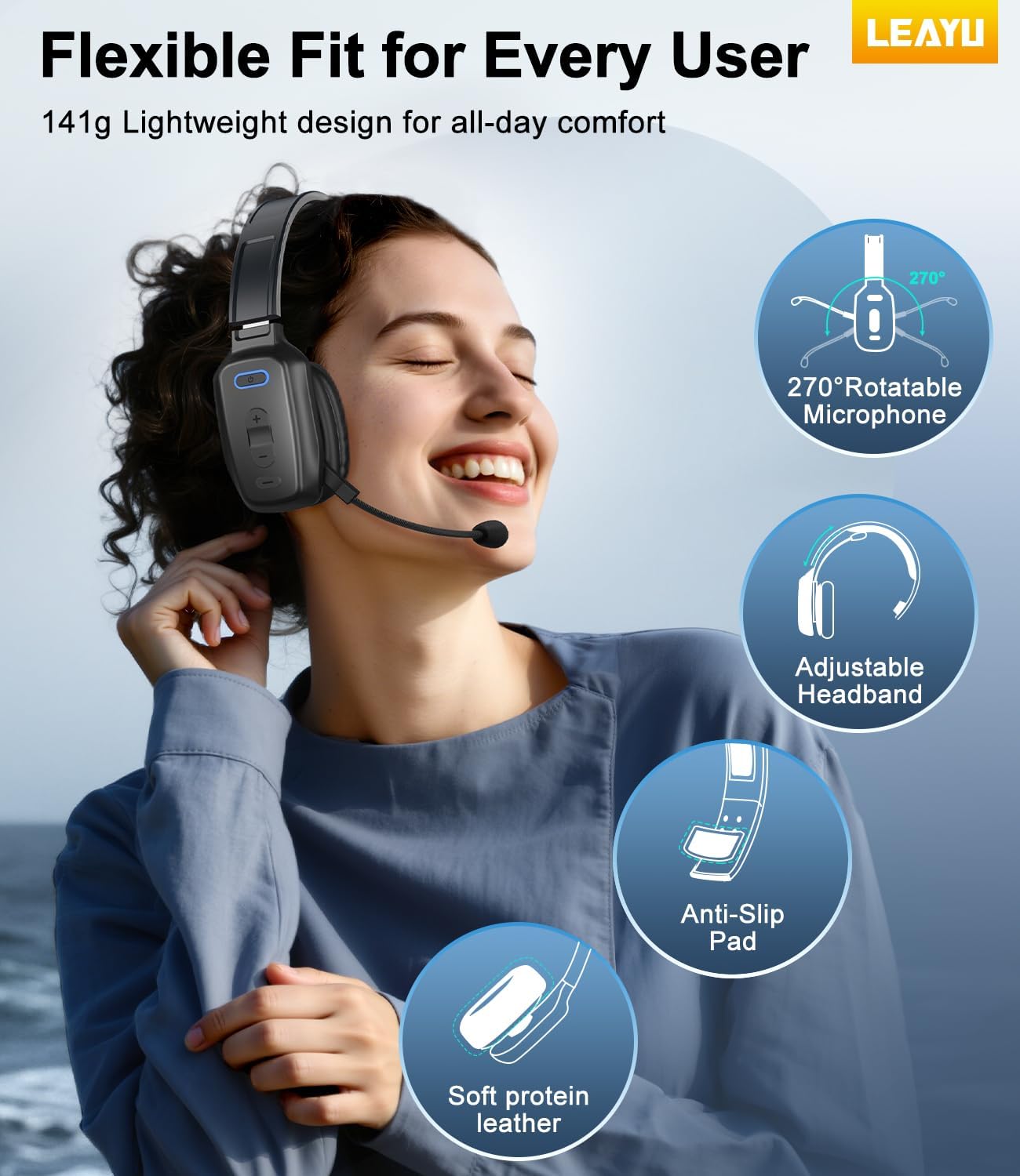 Thumbnail 4 de LEAYU 60hr Bluetooth Trucker Headset