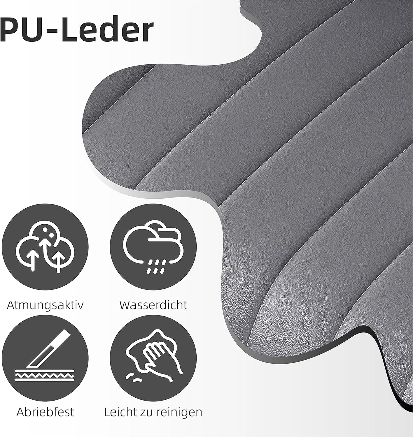 Detalle 2 de Youhauchair Barhocker 4er-Set mit Rückenlehne, drehbar & höhenverstellbar (PU-Leder), dunkelgrau
