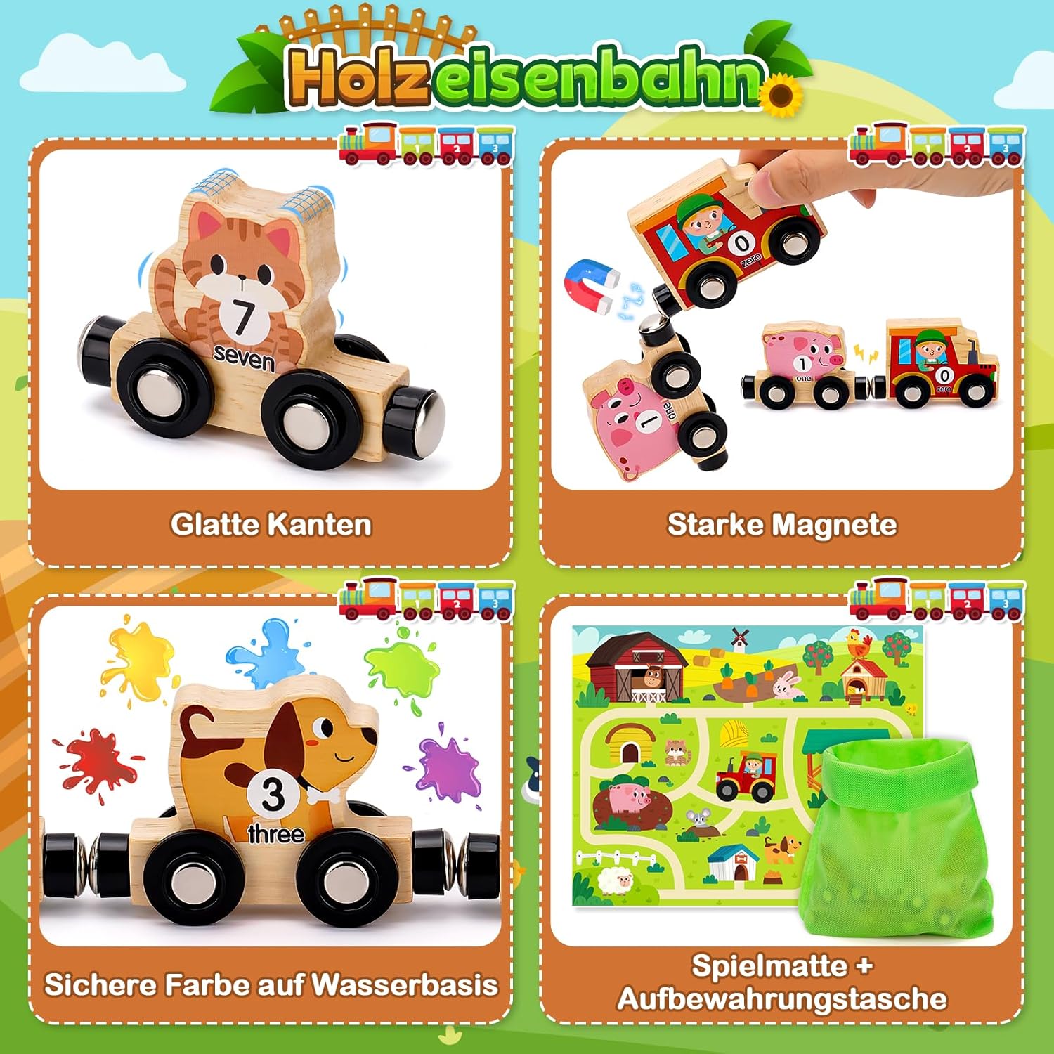 Detalle de Montessori Spielzeug Magnetic Zug 10 Teile