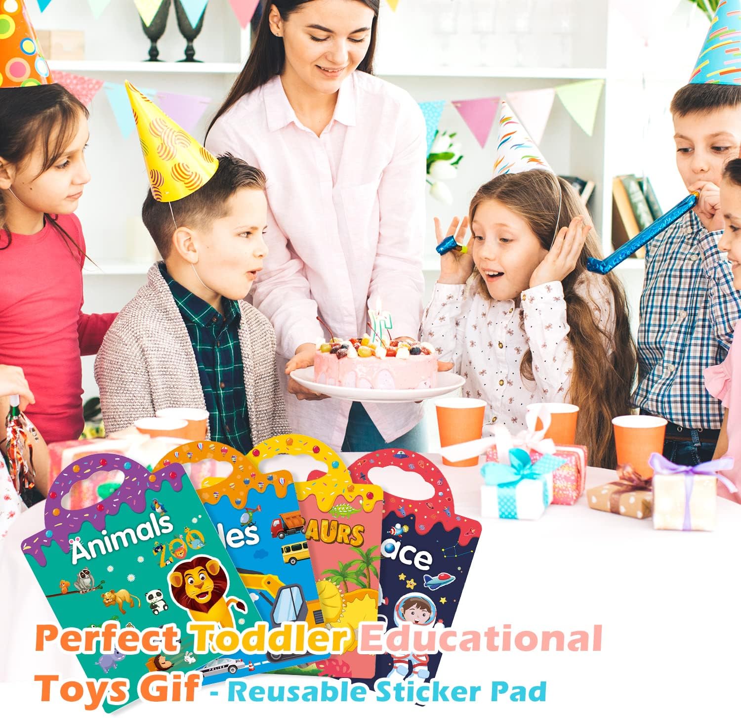Thumbnail 6 de GUYUCOM 4 Pack Reusable Sticker Books – Educational Sticker Activity Set for 3+ Kids